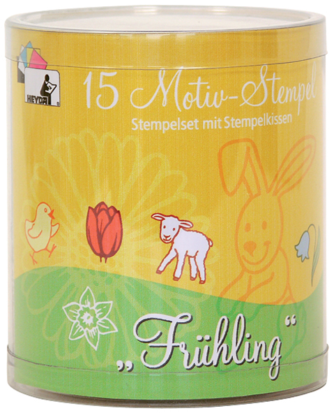 HEYDA Kit de tampons à motif 'printemps', boite ronde