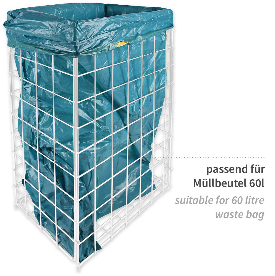 HYGOCLEAN Corbeille à déchets, maille en métal, 60 L, blanc