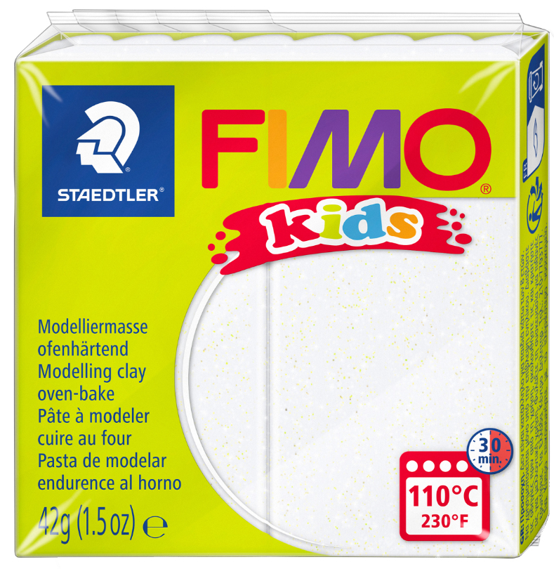 FIMO kids Pâte à modeler, à cuire, blanc paillette, 42 g