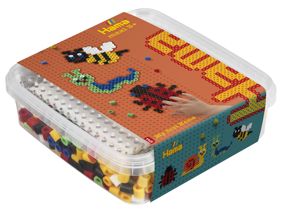 Hama Perles à repasser maxi + plaque 'animaux rapants',boîte