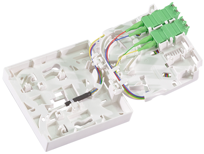 Visuel de référence : boîte d'épissure FTTH avec câble de pose, 2x LCD / APC