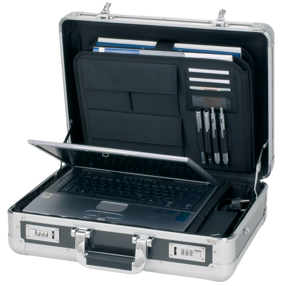 Attaché-case pour ordinateur portable "CARBON", ouvert