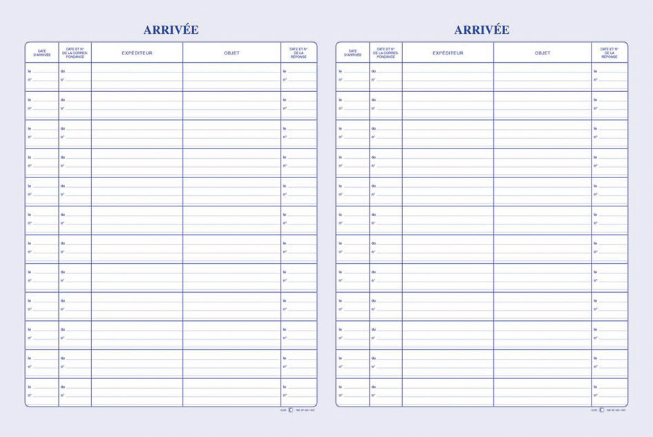 Registre du courrier arrivée, intérieur