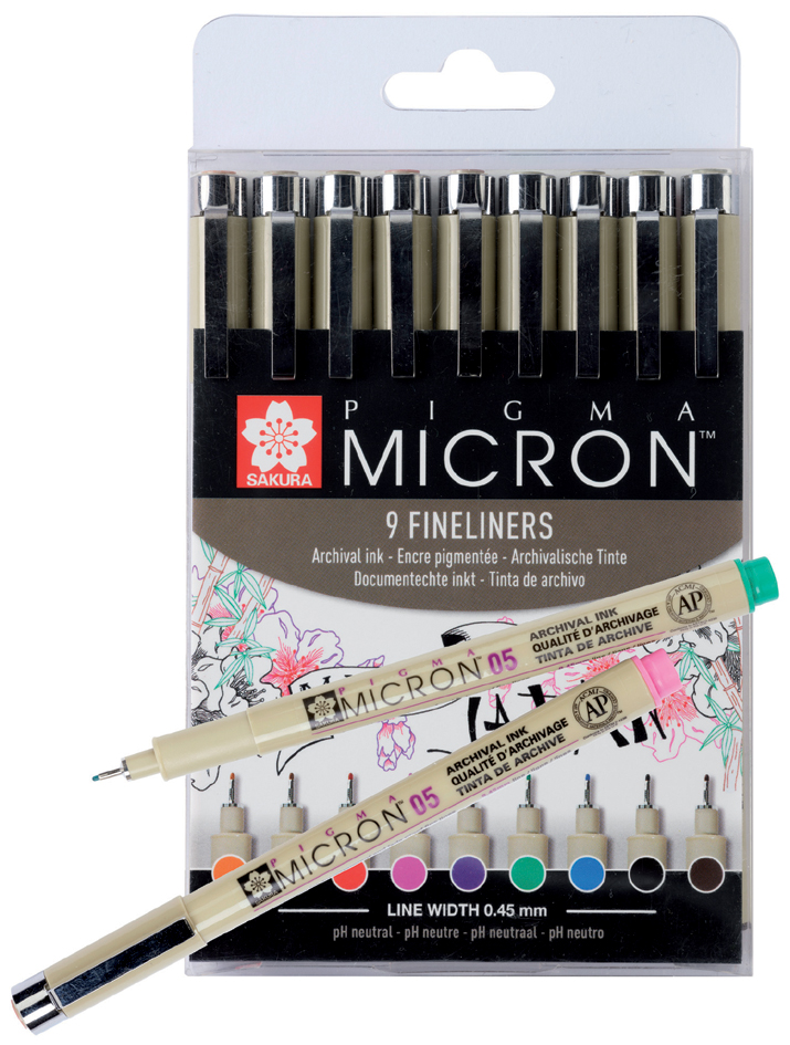 SAKURA Stylo feutre PIGMA MICRON 05, étui de 9
