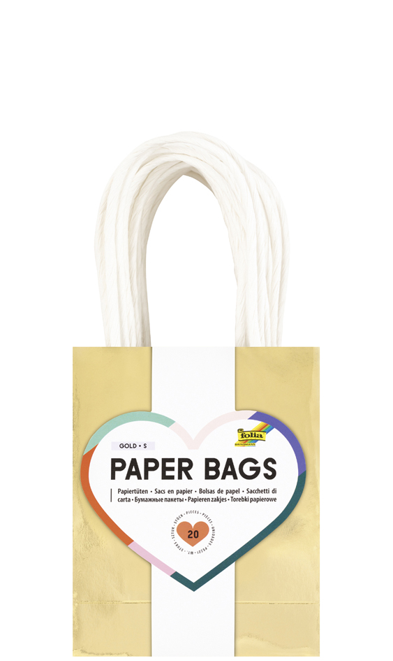 folia Sac en papier DORÉ SCINTILLANT, taille: S