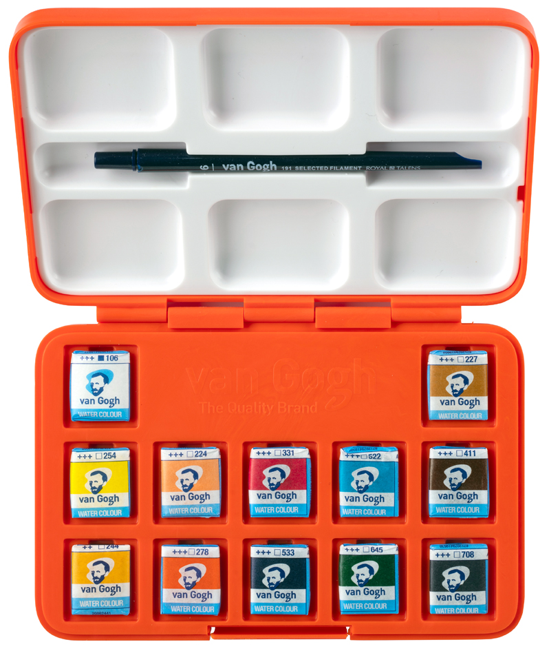 Pocket box aquarelle Van Gogh x "Autoportrait", ouverte
