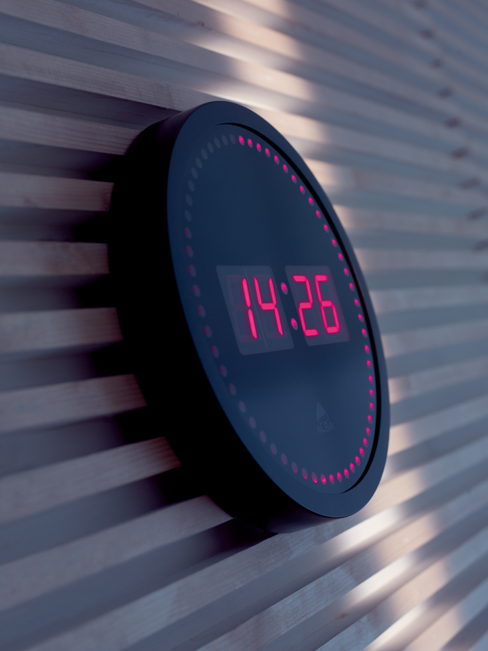 ALBA Horloge murale 'HORLED', à quartz, en plastique, noir