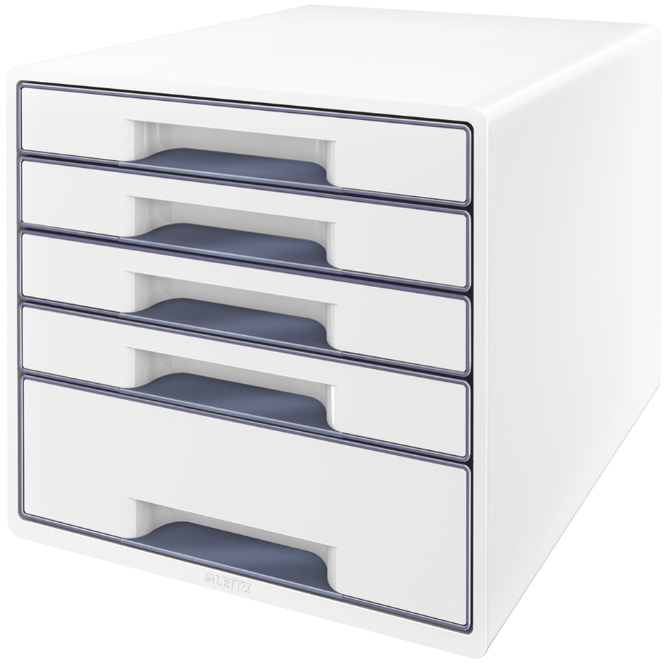 LEITZ Bloc de classement WOW CUBE, 5 tiroirs, blanc/gris