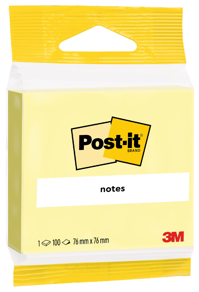 Post-it Bloc-note adhésif, 76 x 76 mm, jaune, blister