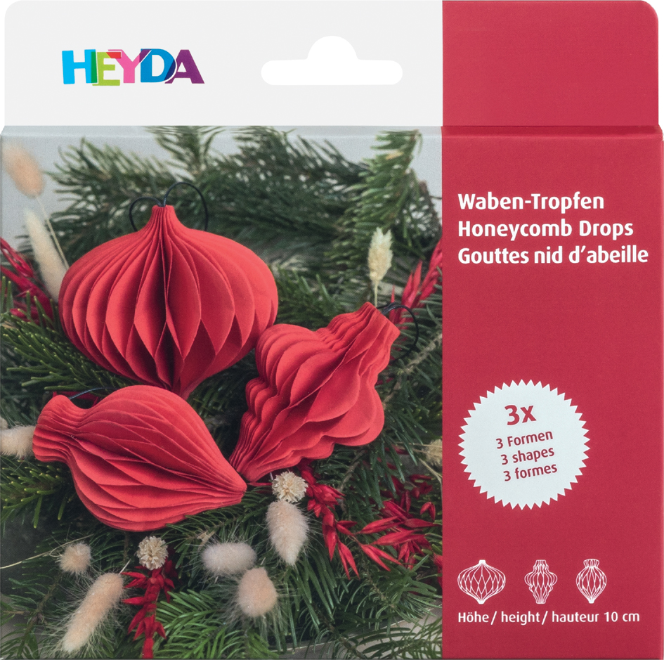 Goutte en nid d'abeille, rouge, emballage
