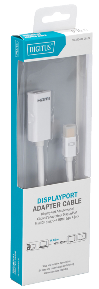 Câble adaptateur, DisplayPort - HDMI Type A, emballage blister