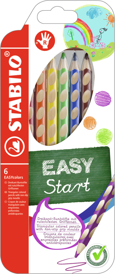 Crayon de couleur triangulaire EASYcolors R, étui de 6