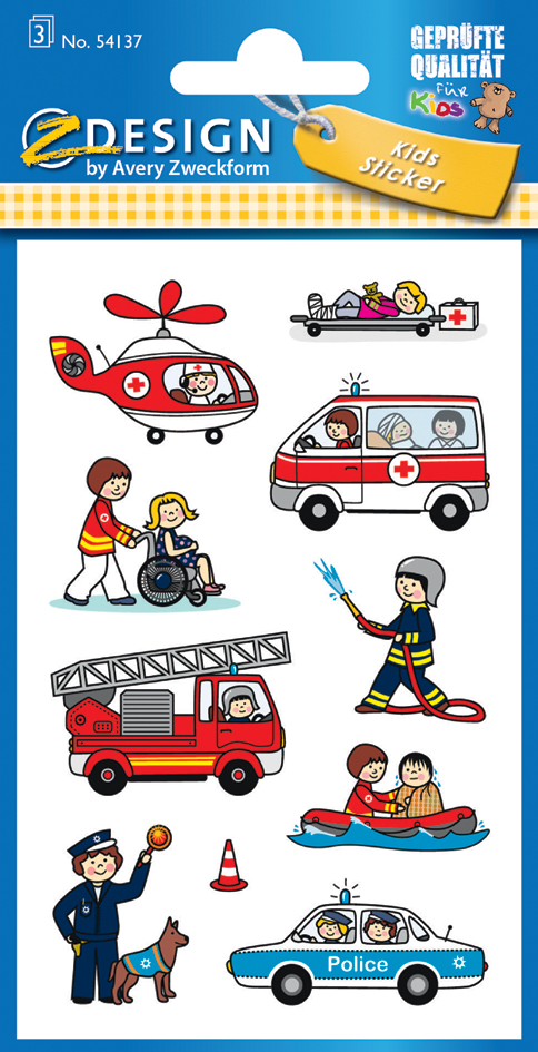 AVERY Zweckform Sticker ZDesign métiers pompier/policier