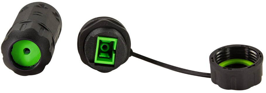 Coupleur fibre optique avec bouchon de protection & manchon de câble