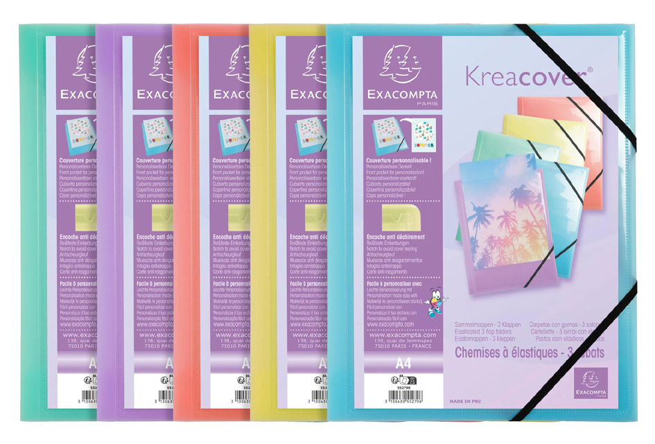 EXACOMPTA Chemise à élastique Kreacover Pastel, A4, PP