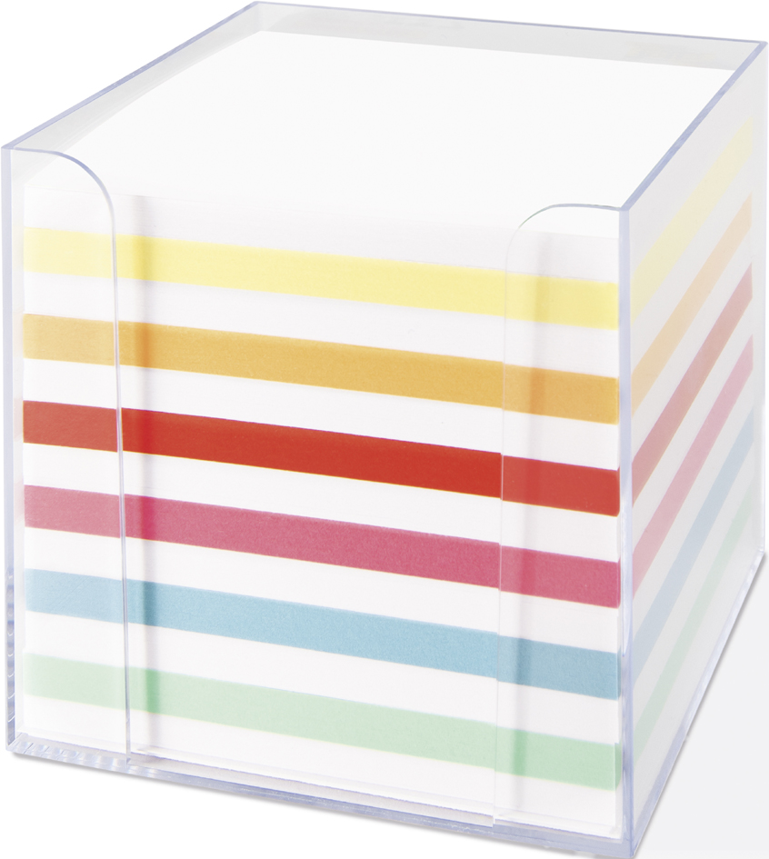 Bloc cube avec boîtier (papier blanc/coloré)