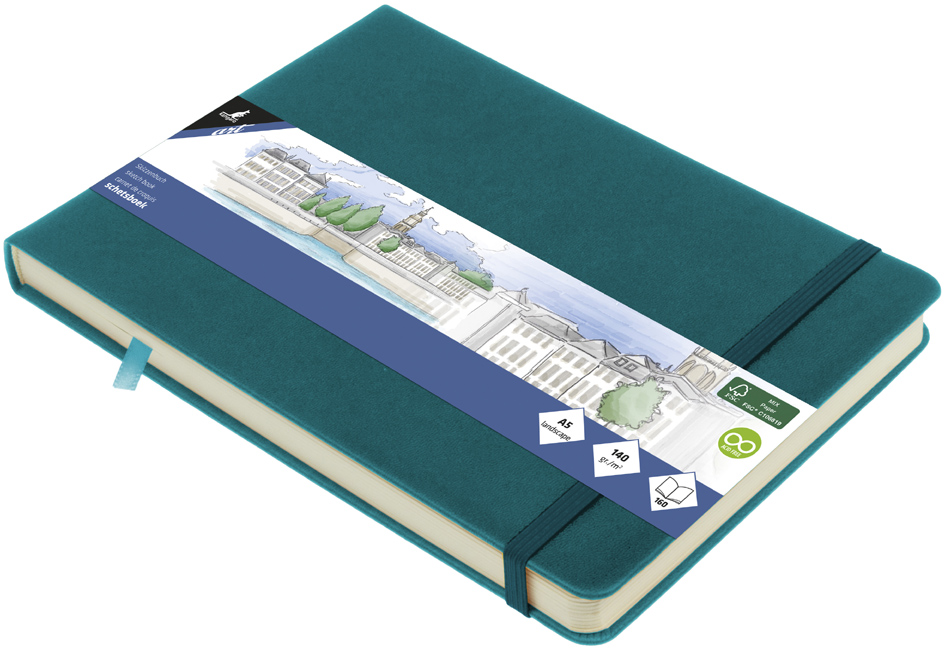 kangaro Cahier de croquis, couverture PU rigide, A5, ocre paysage A5 140 g/m2 160 pages ocre