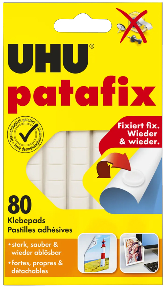 UHU Pâtes adhésives patafix, repositionnable, blanc
