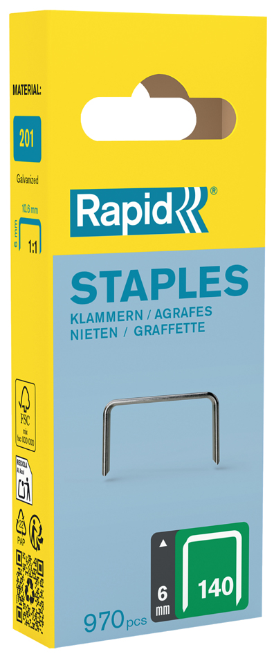 Rapid Agrafe fil plat no. 140, 6 mm, petit paquet