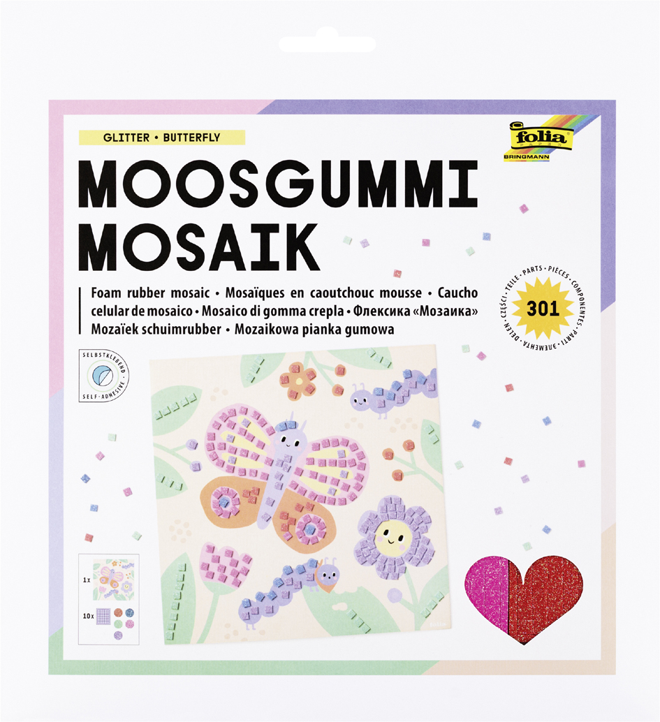 folia Mosaïque en caoutchouc mousse 'BUTTERFLY', 301 pièces