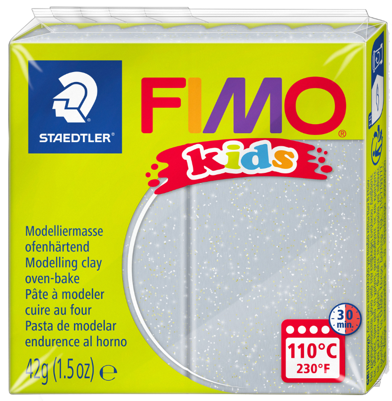 FIMO Pâte à modeler, à cuire, 42 g, argent paillette