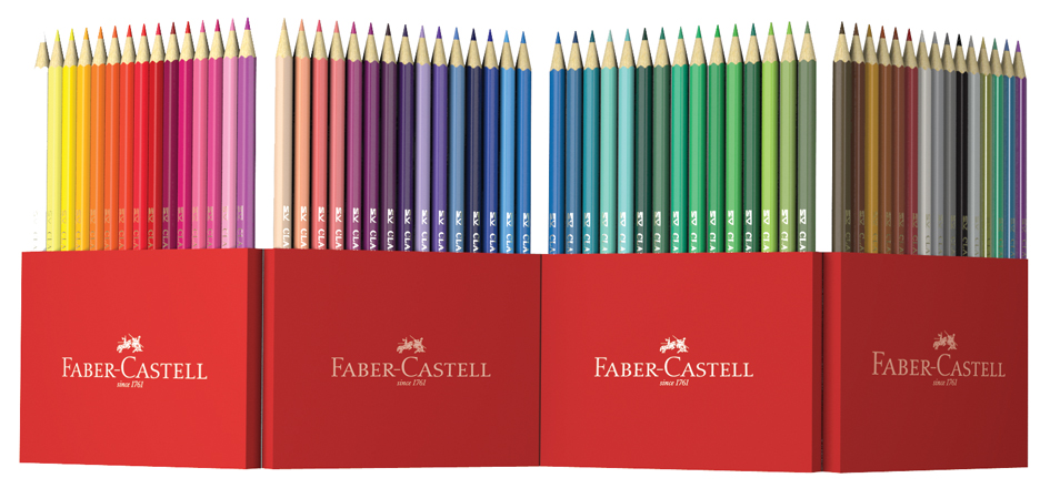 Crayons de couleur hexagonaux CASTLE, étui en carton de 60 ouvert