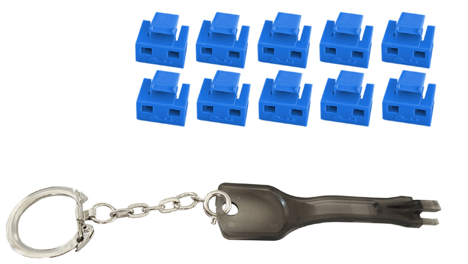 shiverpeaks Bloqueur de port RJ45 avec clé, bleu