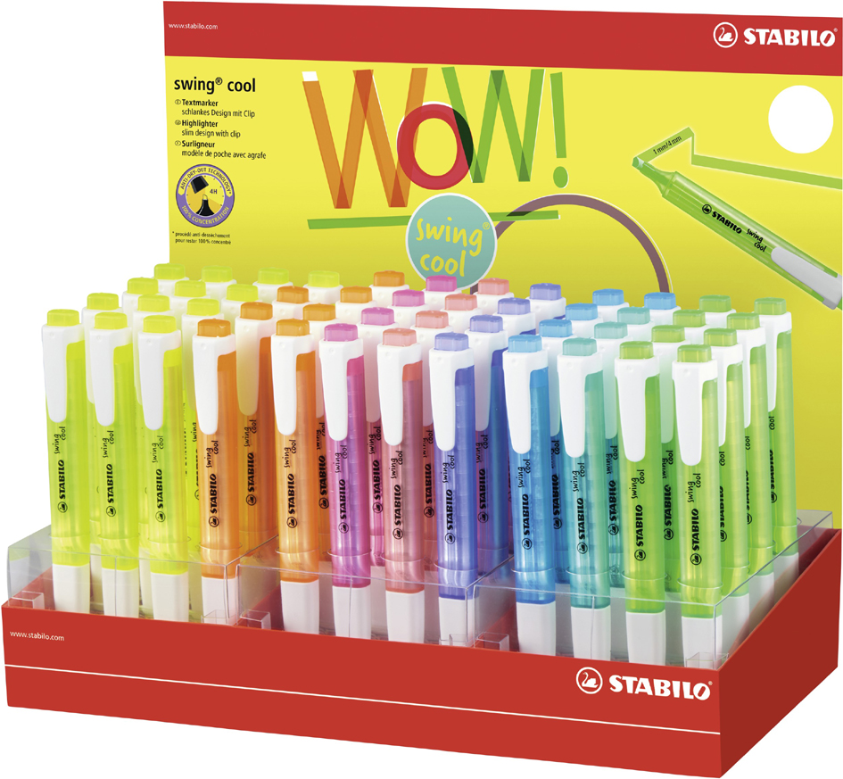 STABILO Surligneurs swing cool, présentoir en carton de 48