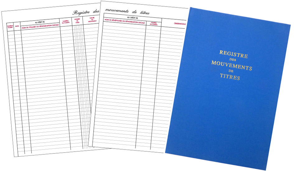ELVE Registre 'Mouvements des titres', 100 pages, format A4
