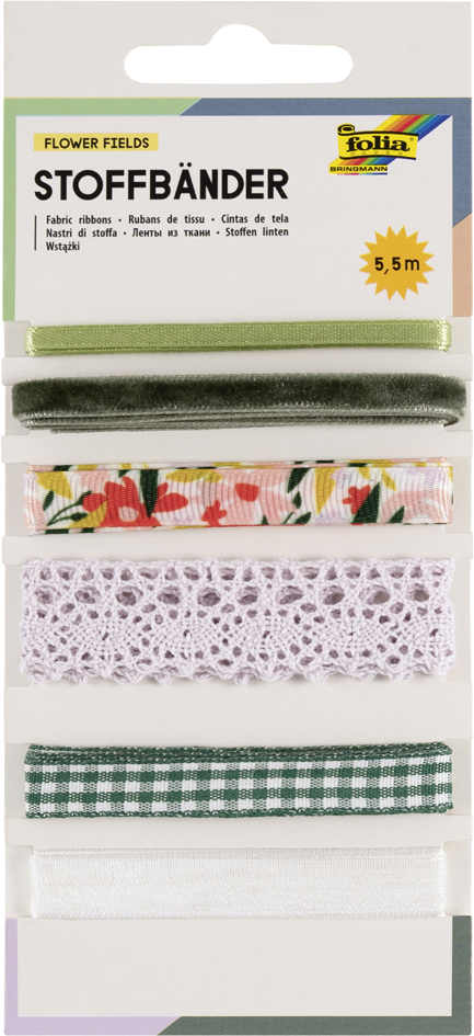 folia Ruban en tissu set Flower Fields,longueur totale: 5,5m