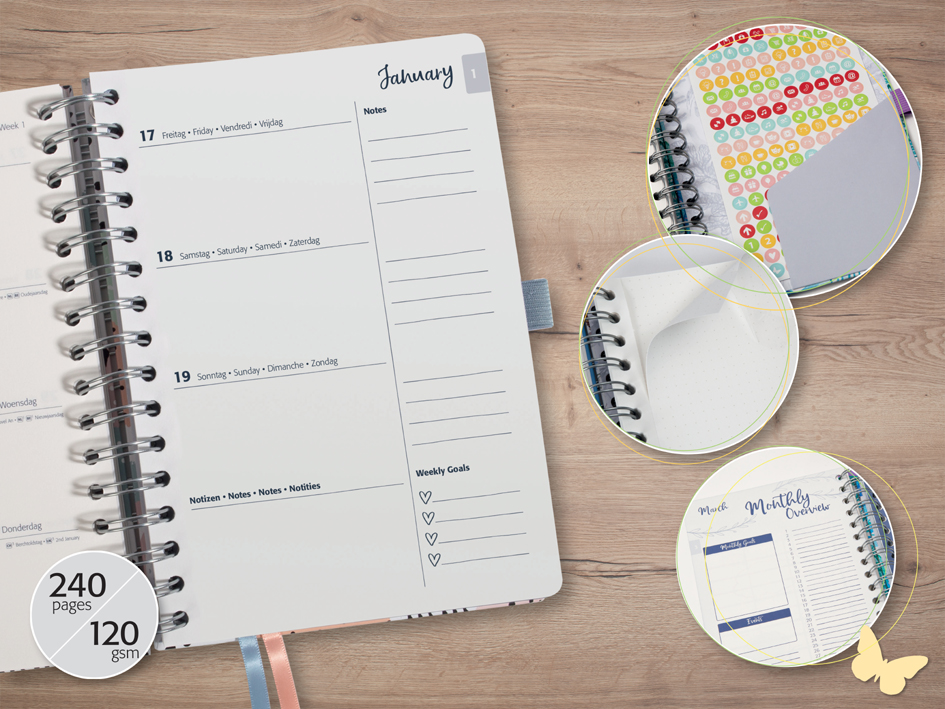 sigel Agenda planning Jolie 'Underwater Miracles' 2026, A5 2026 semainier 168 x 215 mm motif