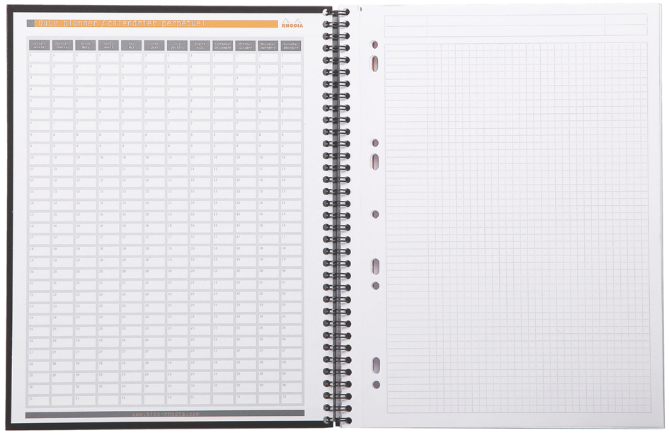 RHODIA Cahier à spirale 'Note Book', A4+, quadrillé 5x5,noir