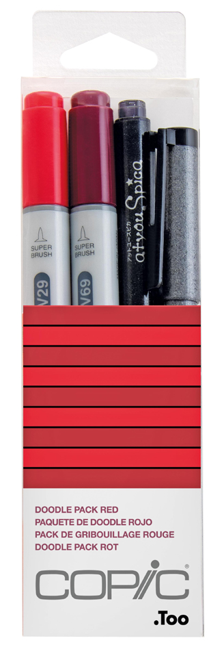 COPIC Marqueur ciao, kit de 4 'Doodle Pack Red'