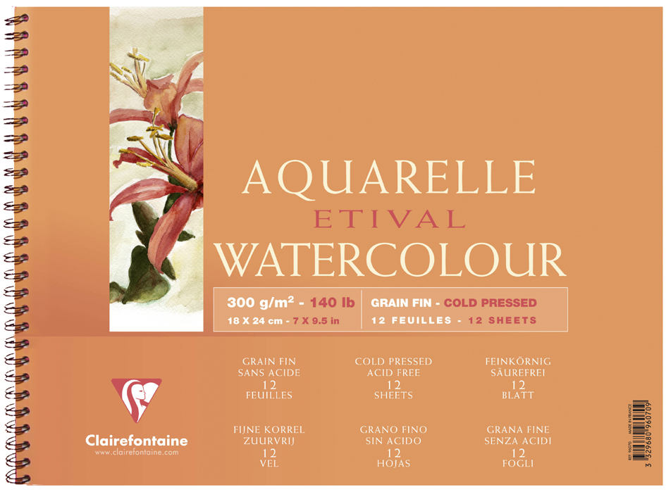 Clairefontaine Bloc artiste Aquarelle ETIVAL, 120 x 180 mm