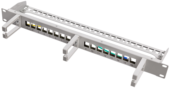 LogiLink Panneau de brassage Keystone 19', 16 ports, gris