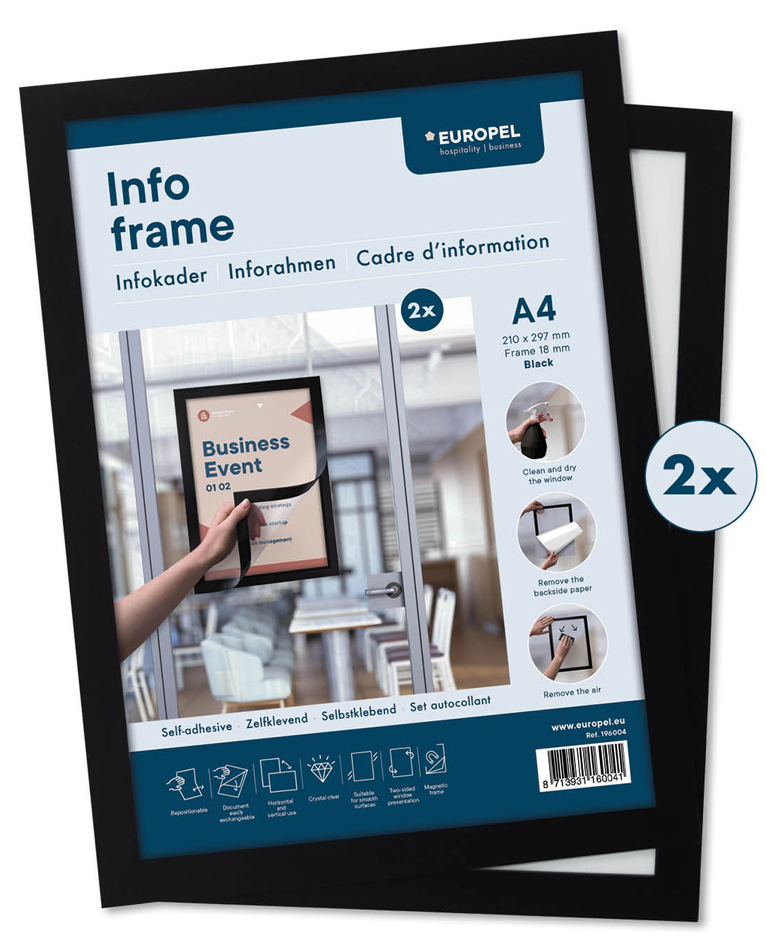 EUROPEL Cadre magnétique INFO FRAME, A4, noir