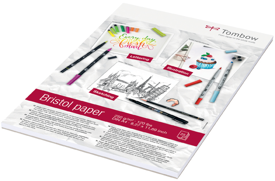 Tombow Bloc de papier dessin 'Bristol', A4, uni, 250 g/m2