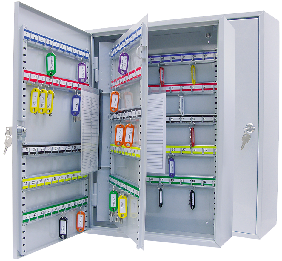WEDO Armoire à clés pour 150 clés, dix barettes, gris clair