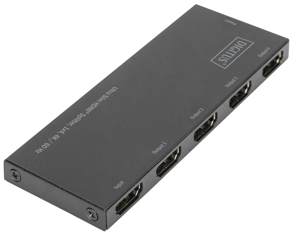 DIGITUS Répartiteur HDMI extra-plat, 1x4, 4K/60 Hz, noir