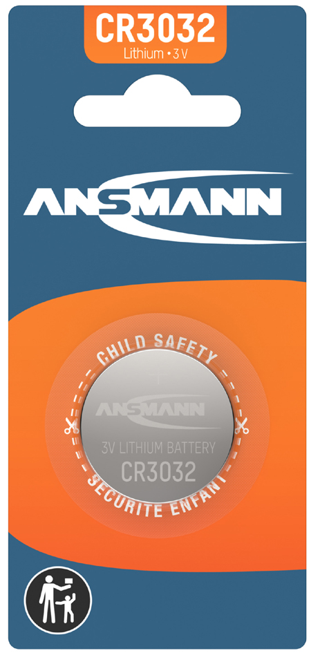 ANSMANN Pile bouton au lithium CR3032, 3 Volt, blister d'1
