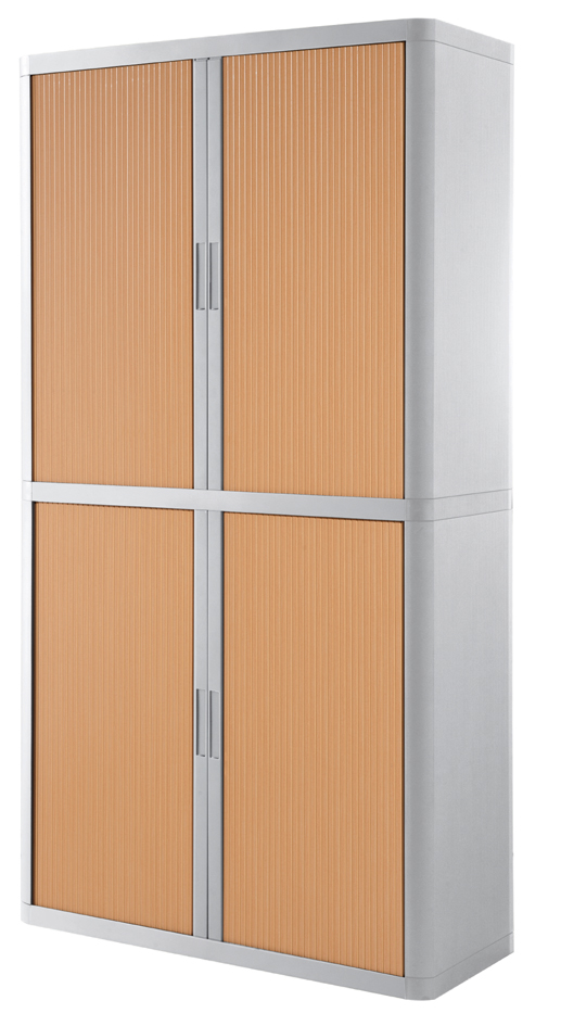Armoire à rideau, blanc / hêtre