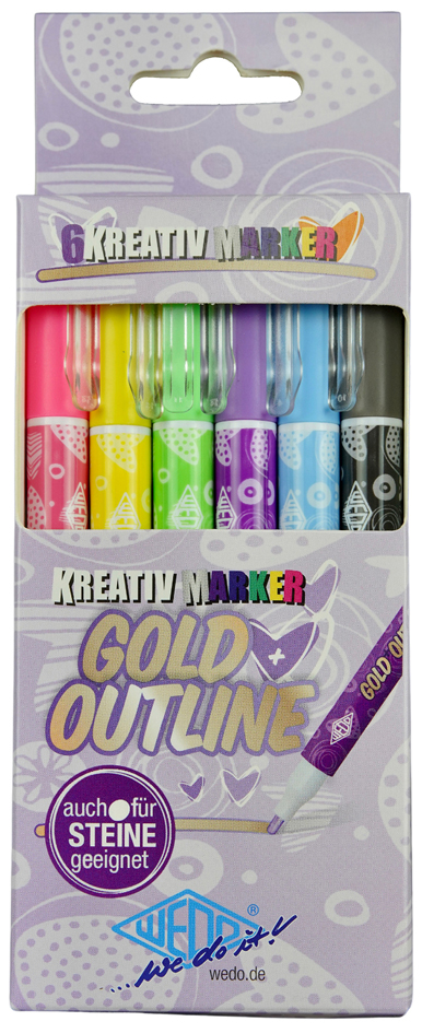 WEDO Marqueur créatif GOLD + OUTLINE, étui de 6