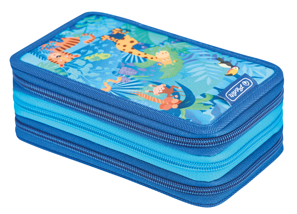 herlitz Étui scolaire triple 'Jungle Safari', 31 pièces