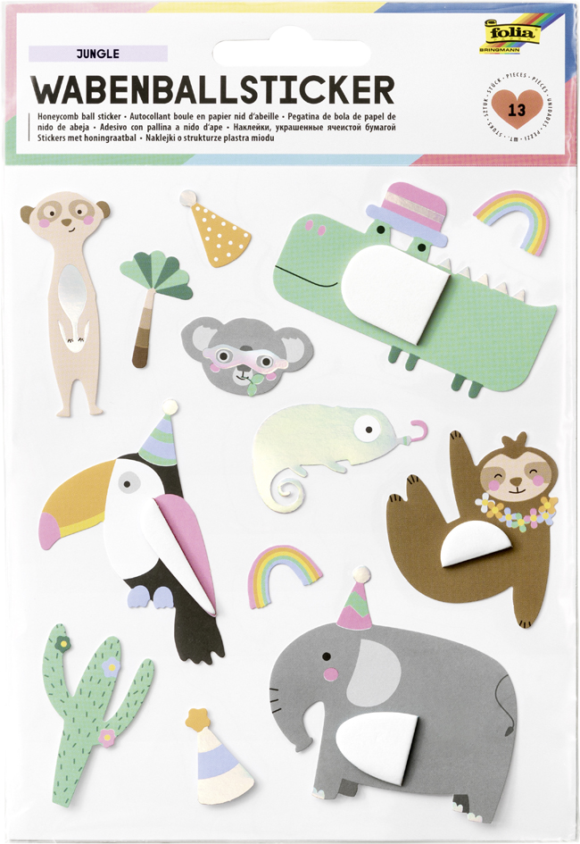 folia Sticker boule en papier JUNGLE
