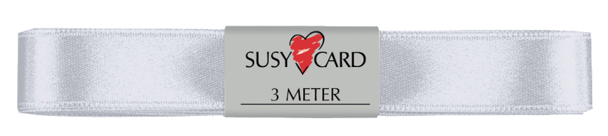 SUSY CARD Ruban cadeau 'double satin', 15 mm x 3 m, blanc