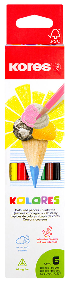 Kores Crayon de couleur triangulaire 'Kolores', étui carton