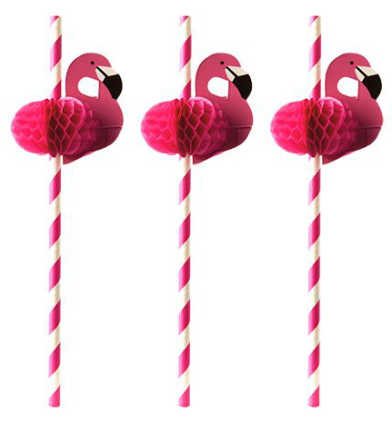 PAPSTAR Paille en papier 'Flamand rose', 200 mm, rose/blanc