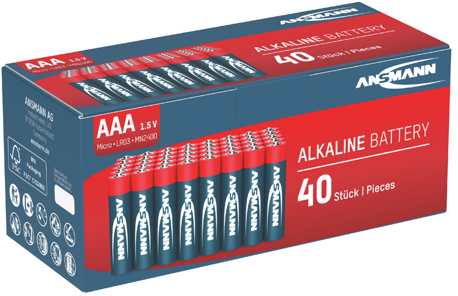 Pile alcaline, Micro AAA, lot de 40