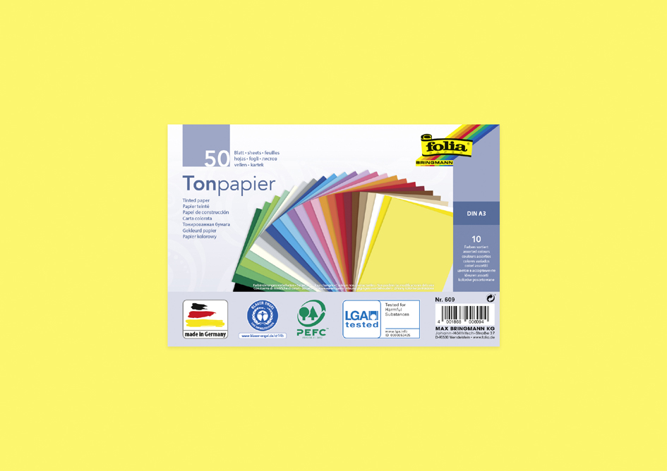 folia Papier de couleur, A3, 130 g/m2, couleurs assorties