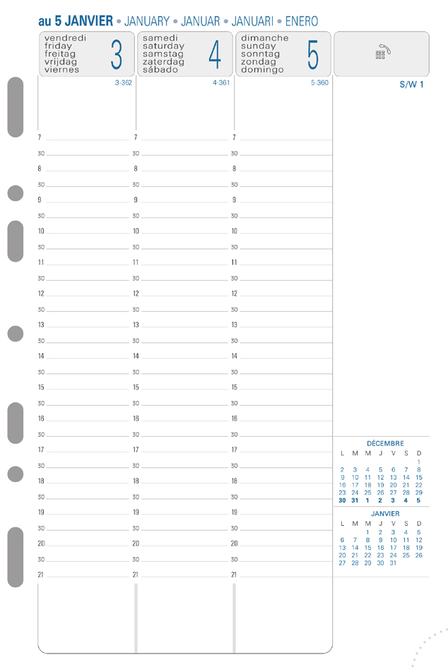 Recharge "Exatime 21", 1 semaine/2 pages vertical